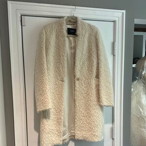 Sioni Cream Textured Women's Coat